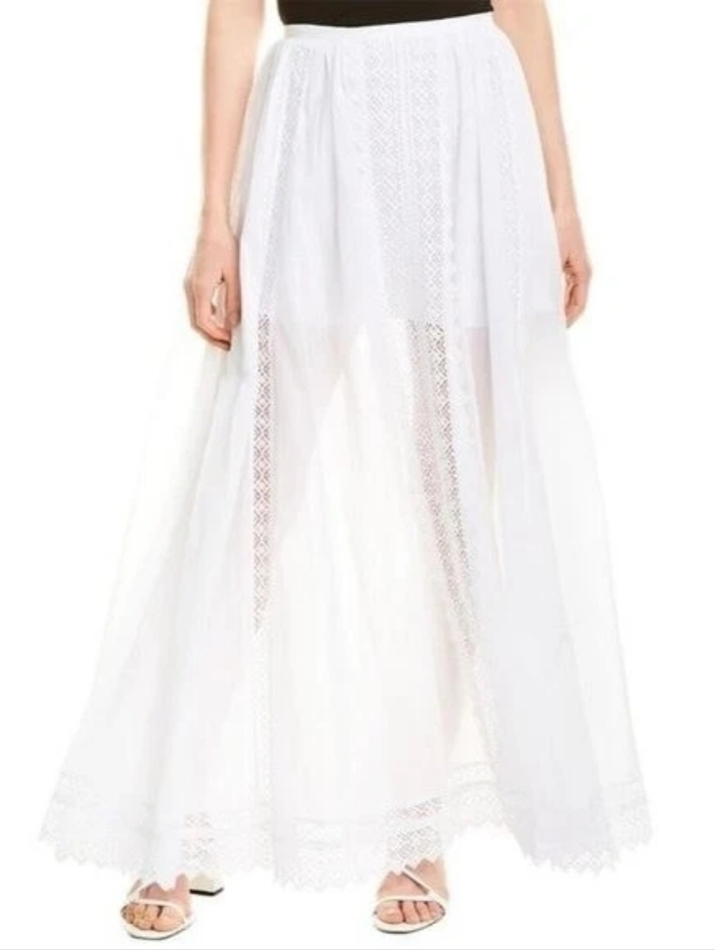 Charo Ruiz Lace Panel Vega Skirt In Blanco White